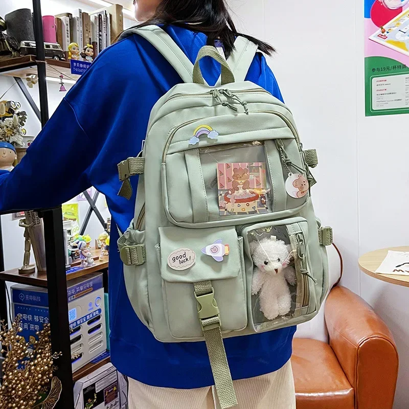 かわいい美的女性バックパックスクールバッグ十代の女の子のための日本韓国リュックサック学生ランドセルかわいいスクールバックパック Mochila