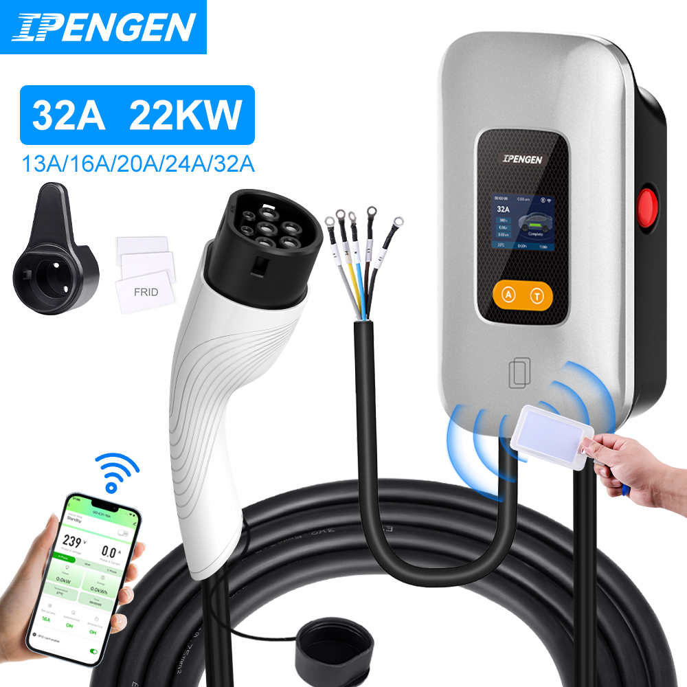 IPENGEN 22KW 32A 3 相 EV 充電ステーション Type2 IEC62196-2 電気自動車車の充電器 7.6/11KW EVSE ウォールボックス WIFI アプリ制御