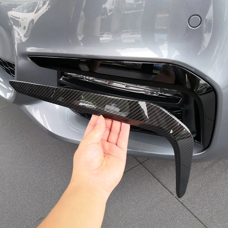 Bmw 5 シリーズ G30 530liM 2018-2023 ABS カーボンファイバー車のフロントフォグランストリップカバートリムステッカーカーアクセサリー