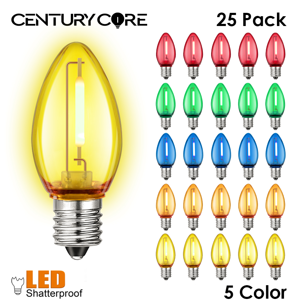 C7 ミニキャンドルライト LED 220V E12 110V 電球カラフルなプラスチック飛散防止ストリングライト屋外レトロ装飾ライト