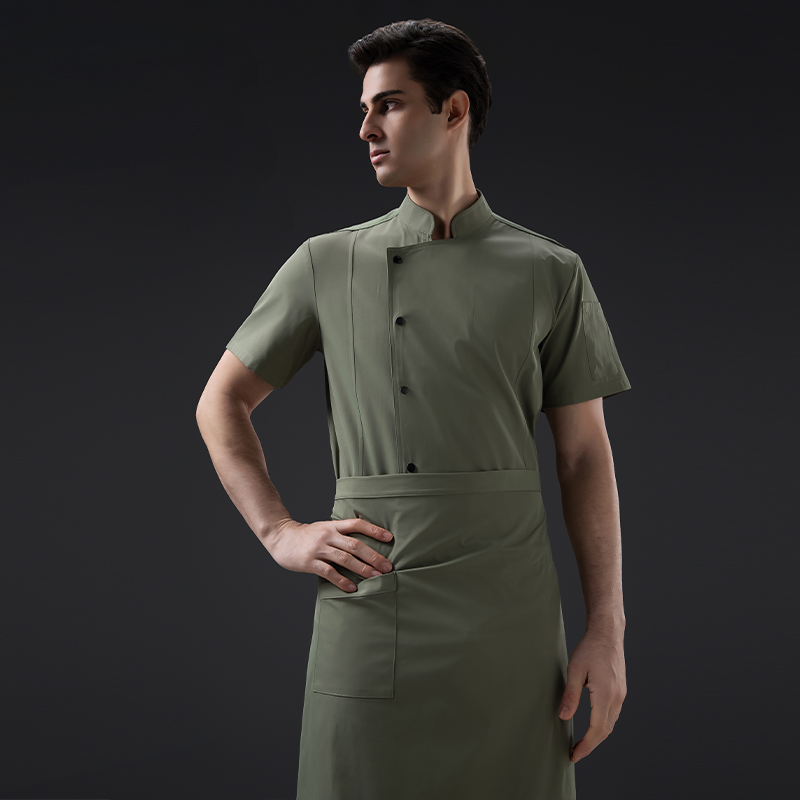 夏シェフ衣装レストラン制服キッチンコックジャケットケータリングクッキングシャツ作業服理髪店ベーカリーカフェ