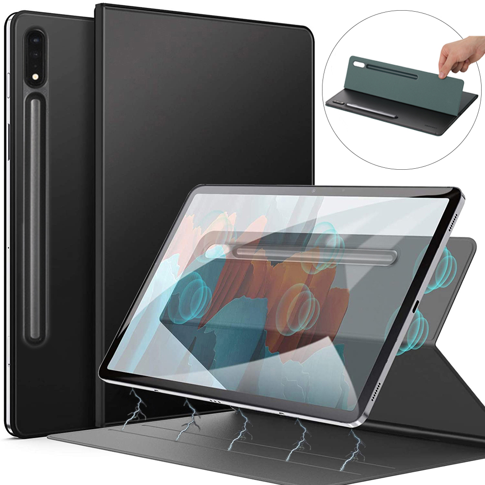 スマート磁気サムスンギャラクシータブ S9 S10 FE スタンドカバー鉛筆ホルダー付き S7 FE S8 ウルトラケース S9 FE オートスリープウェイク