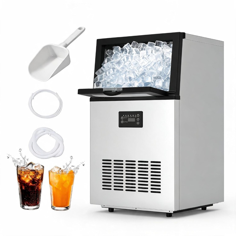 業務用製氷機 100ポンド/24時間 10〜15分で36個のクリアキューブ ステンレススチールカウンタートップ 3つの厚さモード