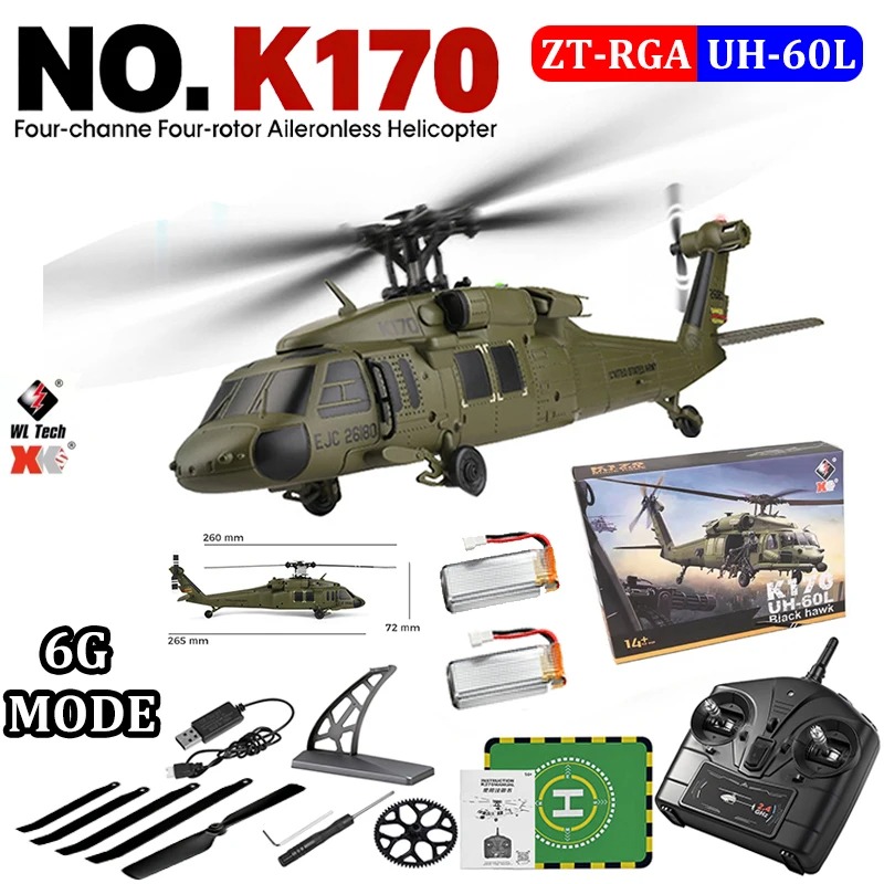 Wltoys K170 K270 RC ヘリコプター 2.4 グラム UH-60L 4 チャンネルリモコンブラシレスヘリコプター ジャイロと LED ライト付き Rc おもちゃギフト