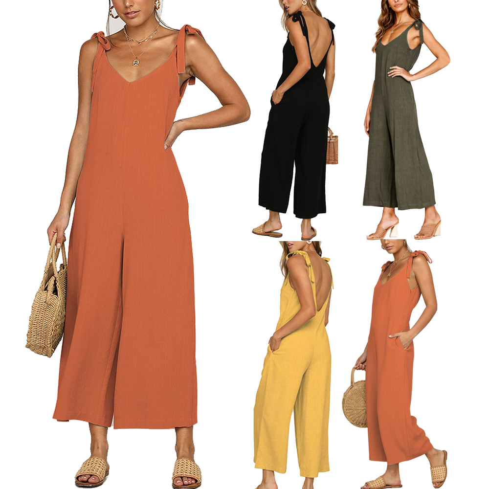 2023 summer women's clothes capris bowknot suspenders women