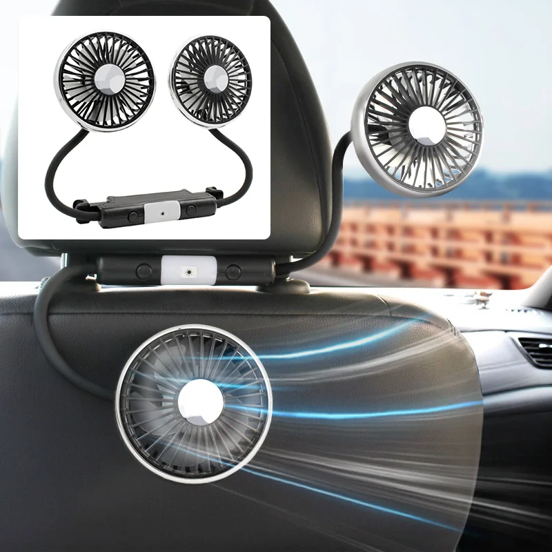 車の新しいデュアルヘッドクリップファン Led ライト 360 度回転可能な車のクーラーファン低ノイズ冷却ファン車の電気製品
