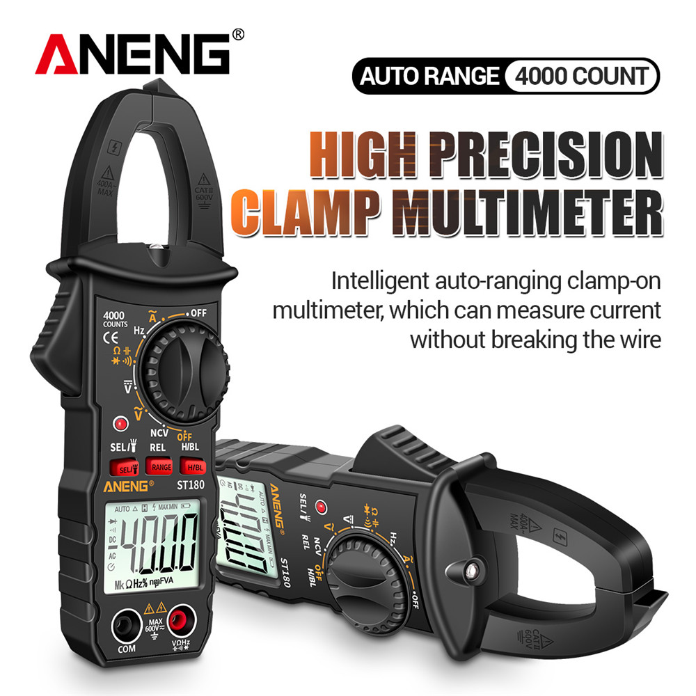 ANENG ST180 AC 電流クランプメーターデジタル 4000 カウントマルチメーター電流計電圧テスターカーアンプ Hz 静電容量 NCV オームツール