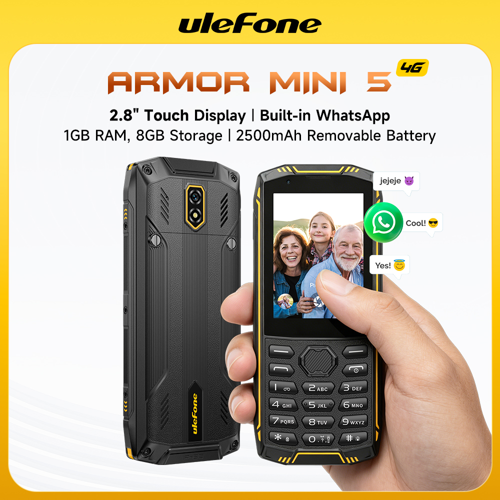 Ulefone Armor Mini 5 頑丈な電話 2.8 "タッチディスプレイ機能スマートフォン Android 11 1GB RAM 8GB ROM 2500mAh デュアル SIM グローバル