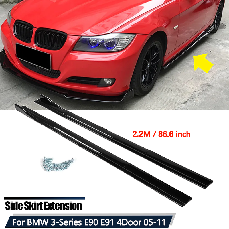Bmw アクセサリー 3 シリーズ E90 E91 320i 330i 2005-2011 車のサイドスカート 2.2 メートル 86.6 インチ延長ロッカーパネルリップバンパー ABS 8p