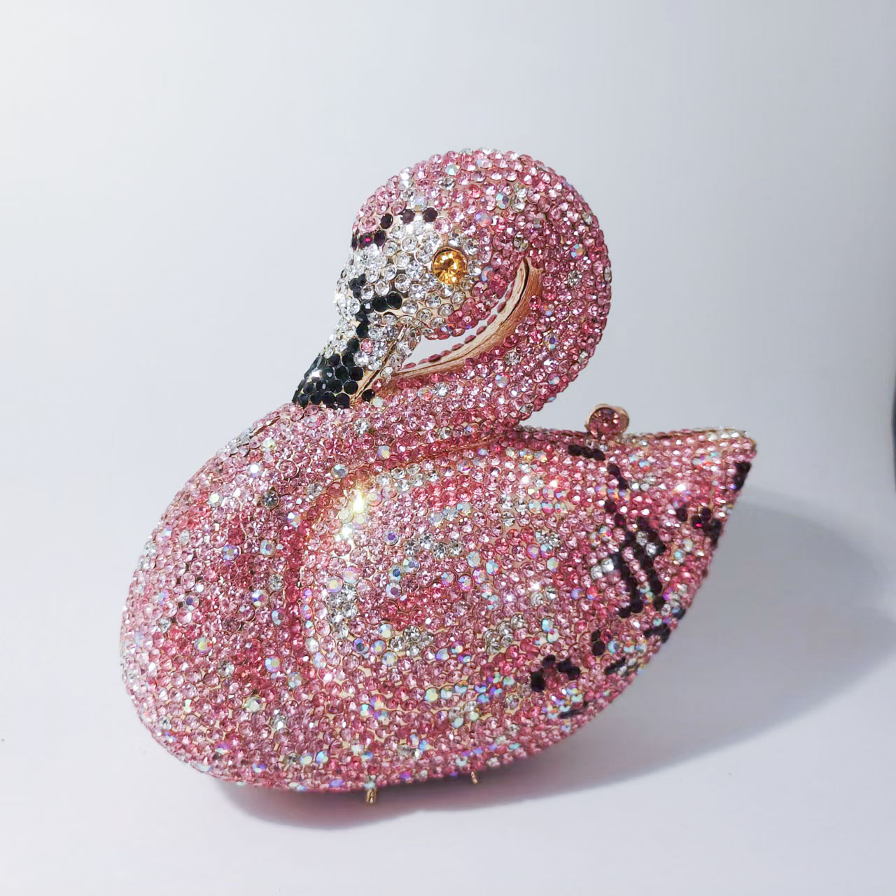XIYUAN 白鳥形ダイヤモンドイブニングクラッチバッグ新しいラインストーンデイクラッチメタリック宝石クラッチ財布とハンドバッグウェディング財布