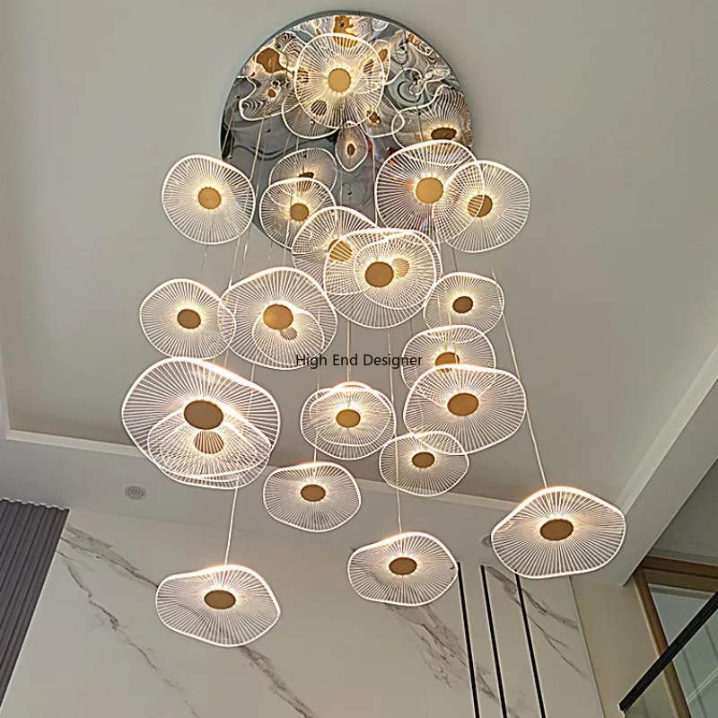 デザイナー Led ペンダントランプアクリルリビングダイニングルーム階段シャンデリア家の装飾アクセサリーぶら下げ照明器具