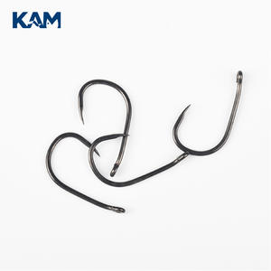 KAM 鯉用フック 広口・バーブレスフック 淡水用 ドラム型 ゴールデントラウト・草鯉用釣り針 1000個/袋