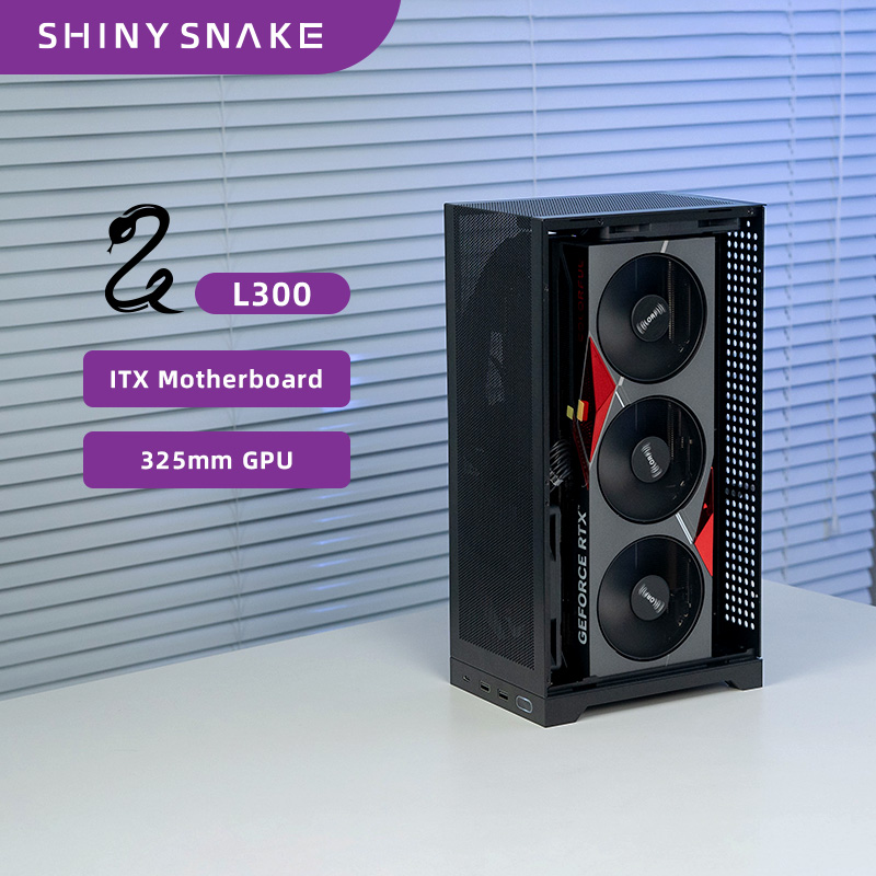 ShinySnake L300 - 8.5L メッシュ ITX ケース - 325mm GPU / 60mm クーラー / 2 ファン スロット / DP 1.4 ケーブル