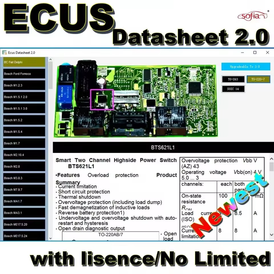 2025 新しい修理ソフトウェア Ecus データシート 2.0 および追加情報 車の電子部品を含む PCB 回路図