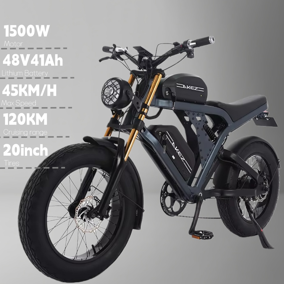 電動バイク AKEZ 48v1500W モーター 41ah バッテリー油圧ブレーキ電動バイク 20 インチ全地形マウンテンオフロード電動自転車
