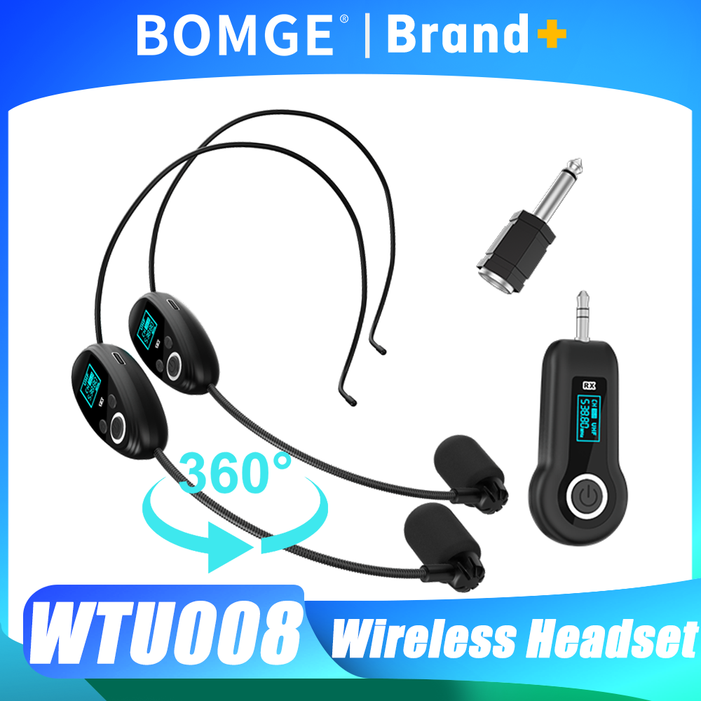 BOMGE ワイヤレスマイク ヘッドセット 2.4G デュアルワイヤレスマイク 2 ワイヤレスマイク