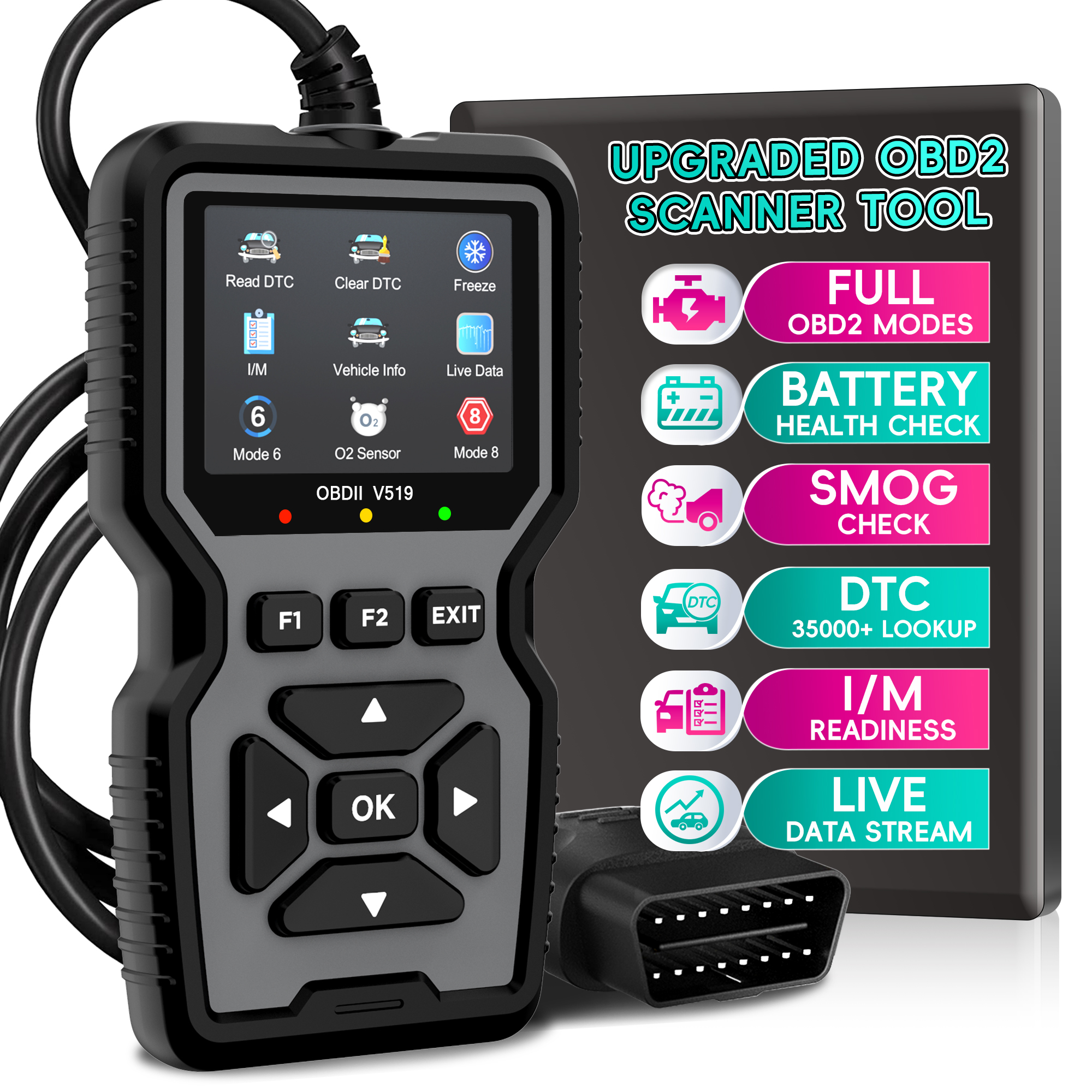OBD2 スキャナ診断ツール、チェック エンジン コード リーダー OBD2 スキャナ、リセット付き、自動チェック エンジン ライト I/M 車診断スキャン