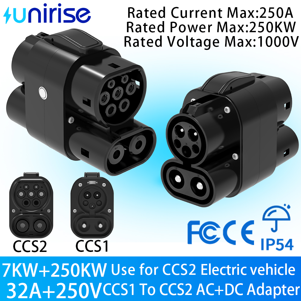 Unirise CCS1 に CCS2 EV 充電器アダプタ 250A 250KW 7kW DC AC 急速充電コンバータ CCS コンボ 1 CCS2 電気自動車コネクタ