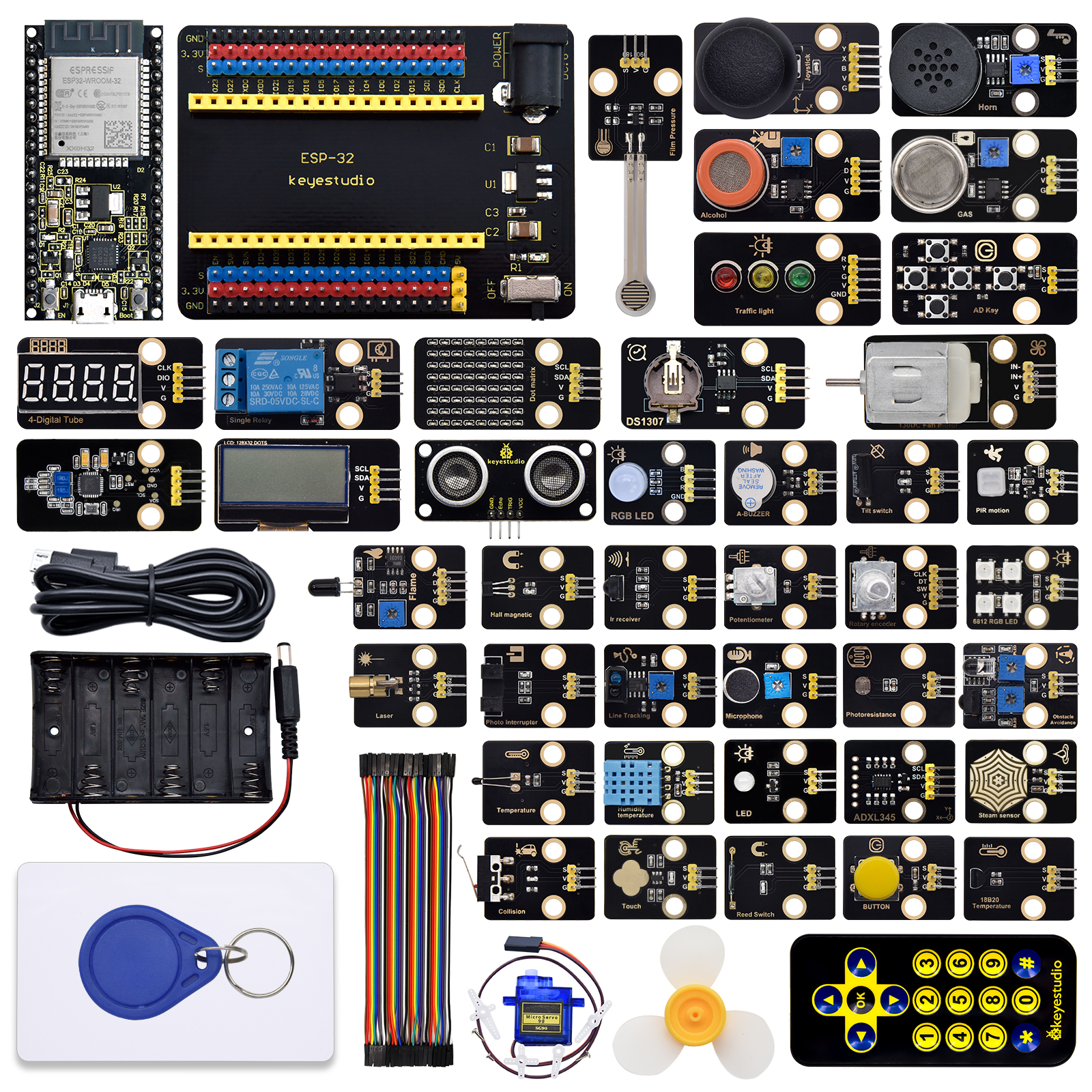 Keyestudio ESP32 42 in 1 センサーモジュールキット ESP32 DIY 電子キット用 Arduino C および MicroPythoon をサポート (65 プロジェクト)
