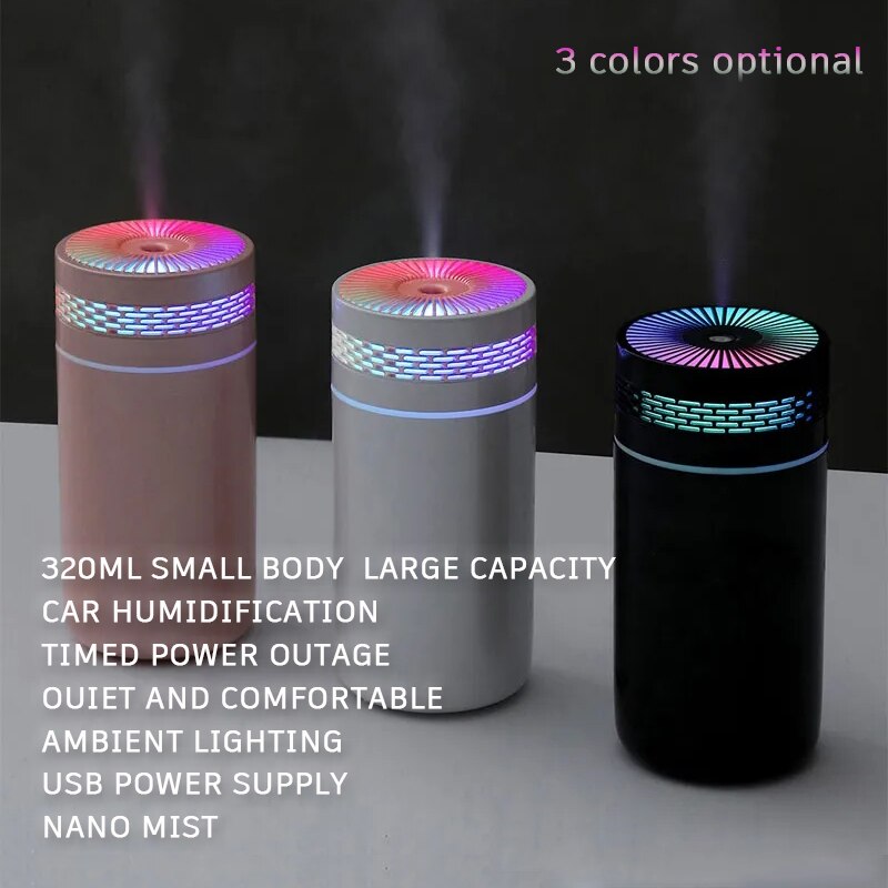250 ミリリットル車の空気加湿器ポータブルミニスプレーミスト加湿器 LED ライト付き USB 電源エッセンシャルオイル Difffor 寝室や旅行