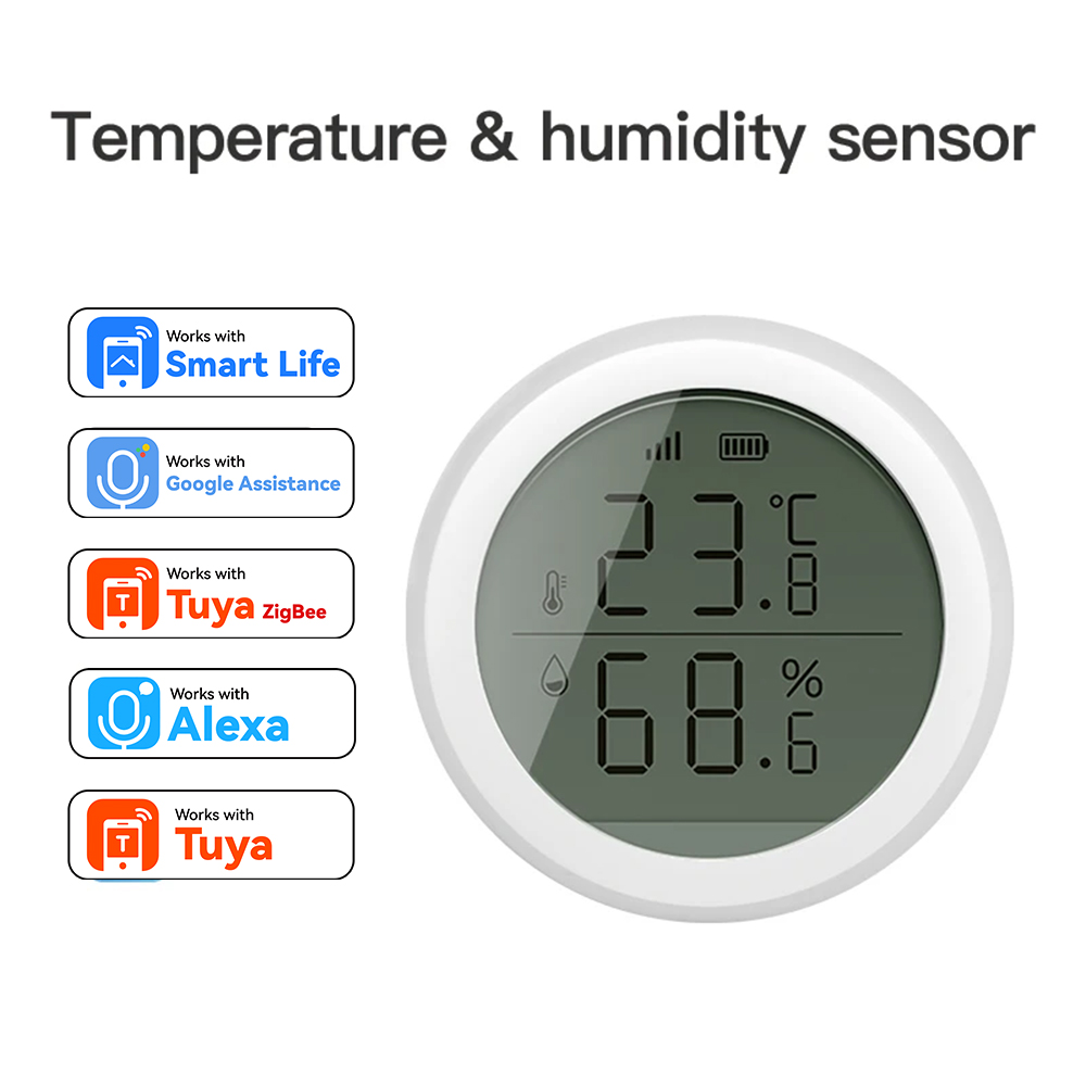 Tuya スマートライフモニター用 LCD 付きマルチセンサー Google Alexa 音声制御用光温湿度センサー