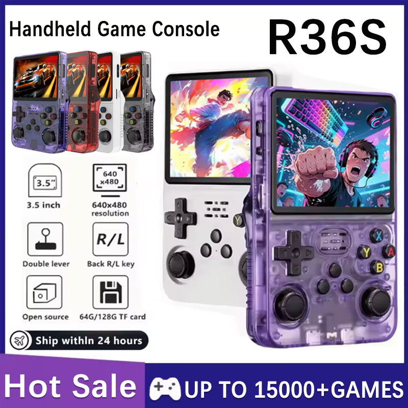 レトロハンドヘルドゲームコンソール R36S 3 5 インチ IPS スクリーン 64 ギガバイト 128 ギガバイト 256 ギガバイトのポータブルゲームデバイス内蔵ゲーム