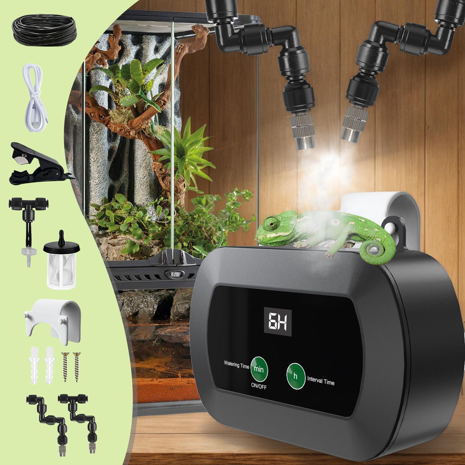爬虫類加湿器自動ミスター爬虫類タンク用タイマーポータブル噴霧器 360 調節可能なノズルカメレオンカエルヘビ用