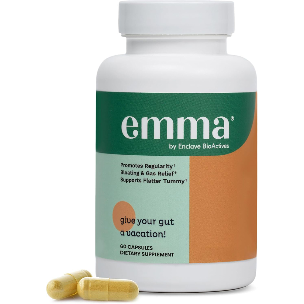 Emma Gut Health Relief サプリメント (女性と男性向け)、便秘、膨満感のための腸と消化器サポート カプセル