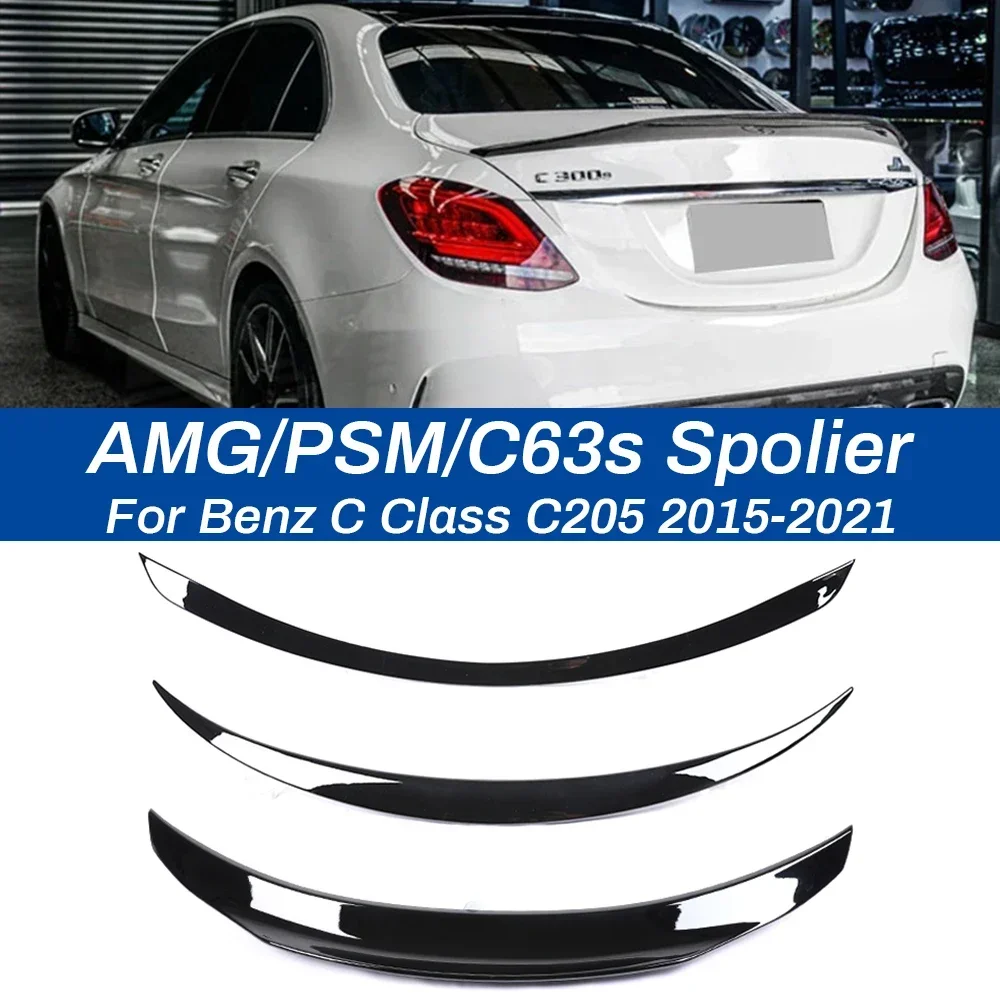 カーボンファイバーブーツリアトランクスポイラーメルセデスベンツ C クラスセダン W205 2015-2021 ディフレクター C63s AMG PSM スタイルグロスブラック