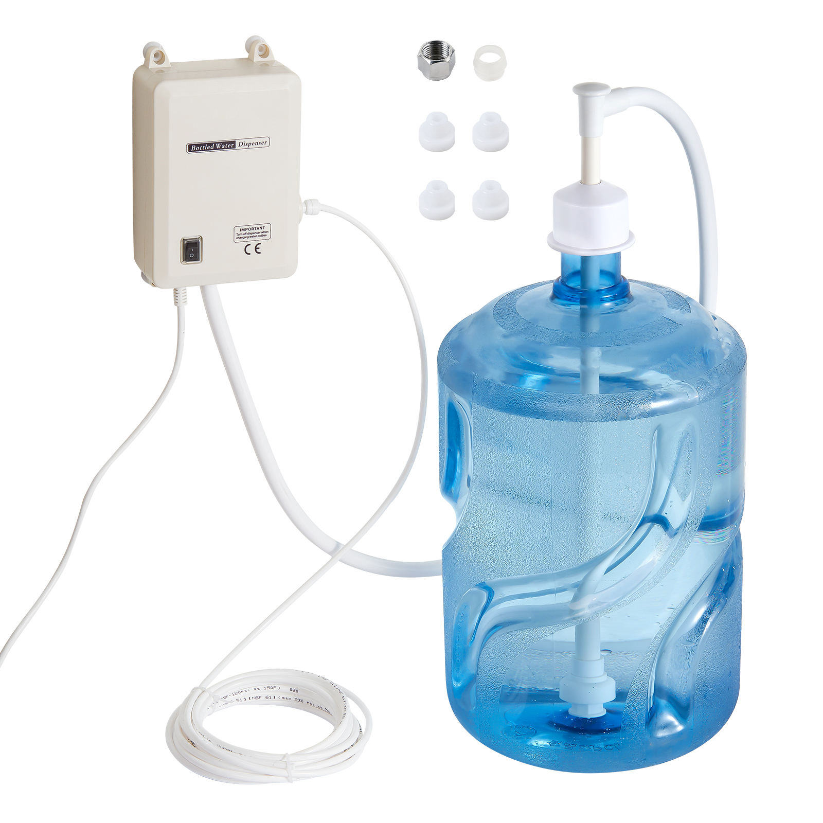 SucceBuy 5 ガロン ボトル入りウォーターディスペンサー ポンプ システム 自動電気 シングル インレット 互換性のある使用 ティーマシン冷蔵庫付き