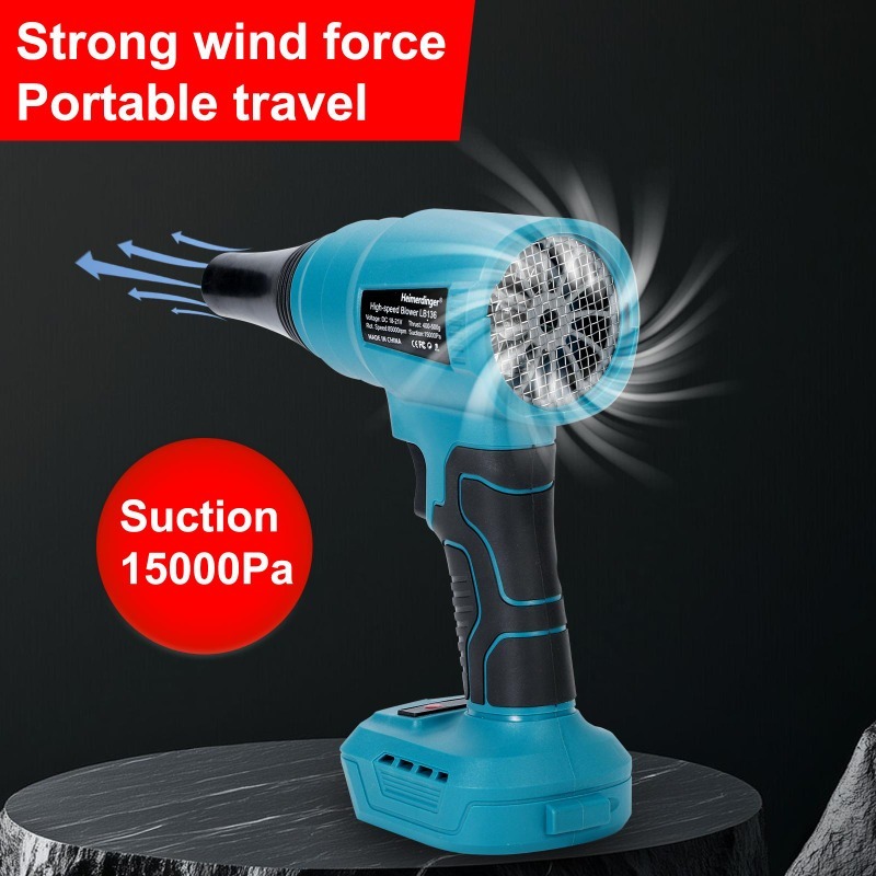 LEDライト付きコードレスブロワー85000rpm - 無段階速度、15000Pa吸引、掃除/ペット/ほこり用（18-21V DC）、バッテリーなし