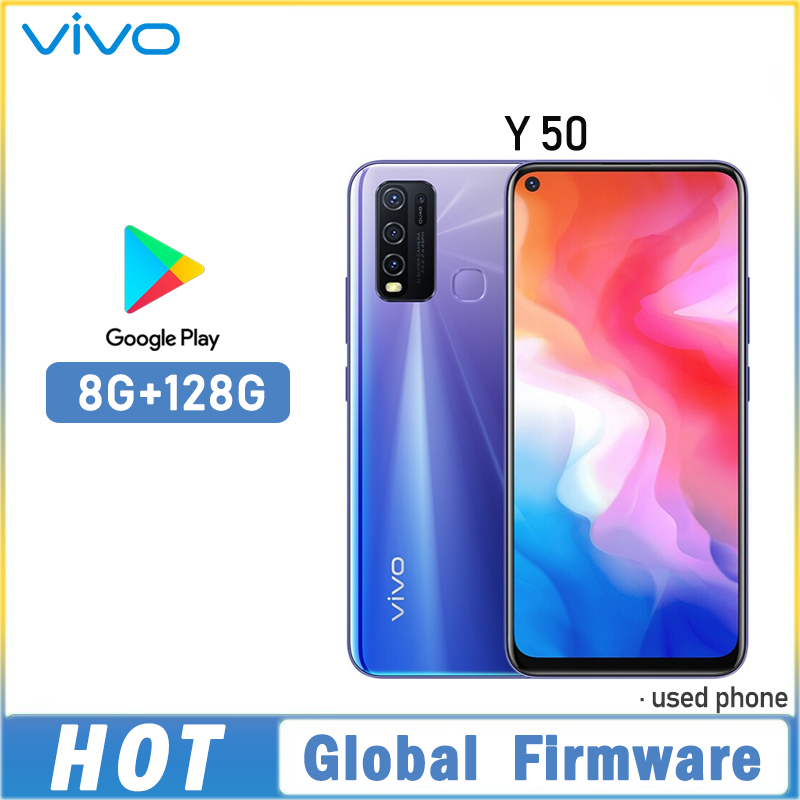 グローバルファームウェア VIVO Y50 スマートフォン Snapdragon 665 オクタコア 6.53 "5000mAh 8GB 128GB 16.0MP カメラ Y 50 中古電話