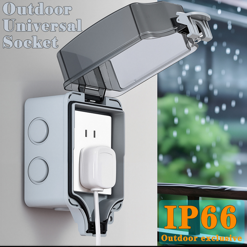 IP66 屋外ソケット 220V EU ソケットスイッチ付き防水ダブルプラグ庭の中庭使用防水ソケットボックス