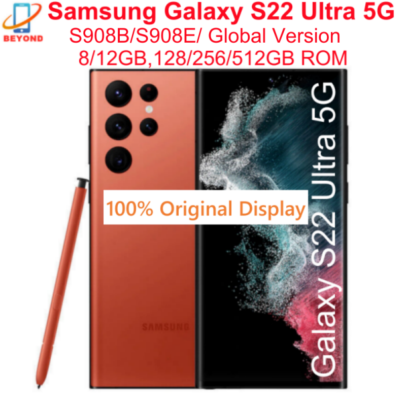 C Samsung Galaxy S22 Ultra 5G S908E S908B 6.8インチ AMOLED 8/128GB 12/256GB/512GB/1TB グローバルバージョン NFC S ペンオリジナル携帯電話