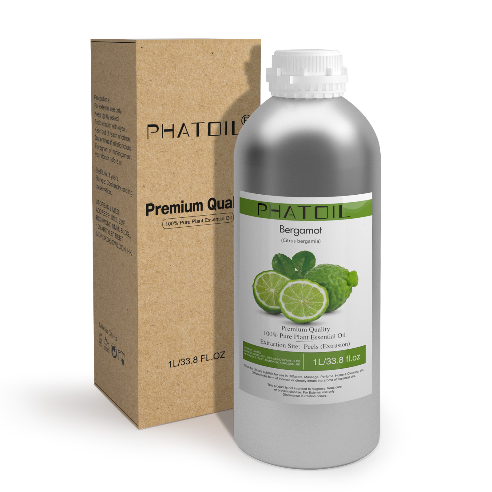 PHATOIL 1000 ミリリットル純粋なエッセンシャルオイルスキンケア用スペアミントベルガモットラベンダーユーカリプタスレモングラスアロマテラピーエッセンシャルオイル