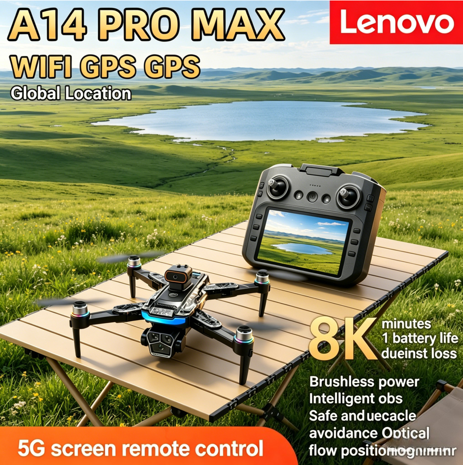 レノボ A14Pro 最大 GPS ブラシレス 8 K 4 K 3 カメラオプティカルフロー障害物回避折りたたみ Quadcopter RC 距離ドローンおもちゃ