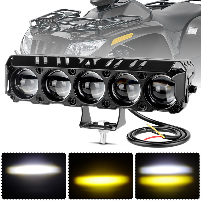 オートバイ LED スポットライトデュアルカラーハイ/ロービームフォグランプ車トラック SUV UTV 12V 24V ミニレンズヘッドライトドライビングライト