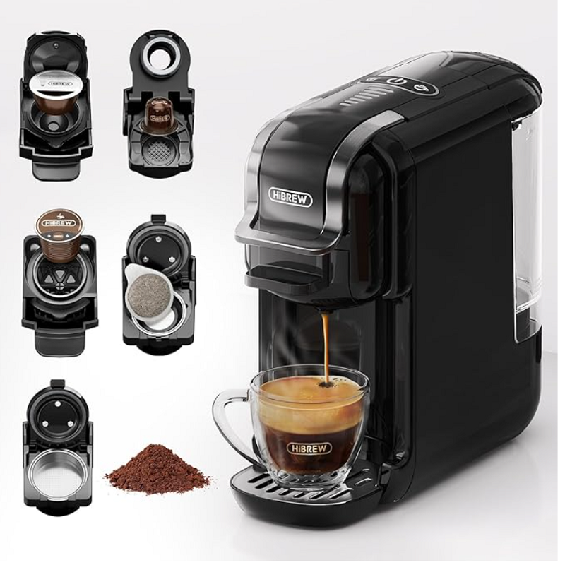 HiBREW H2B 5-in-1 ポッドコーヒーメーカー、ポッド用 19 バーエスプレッソマシン、Kcup*/Nes*/DG*/エスプレッソパウダーコーヒーマシン用