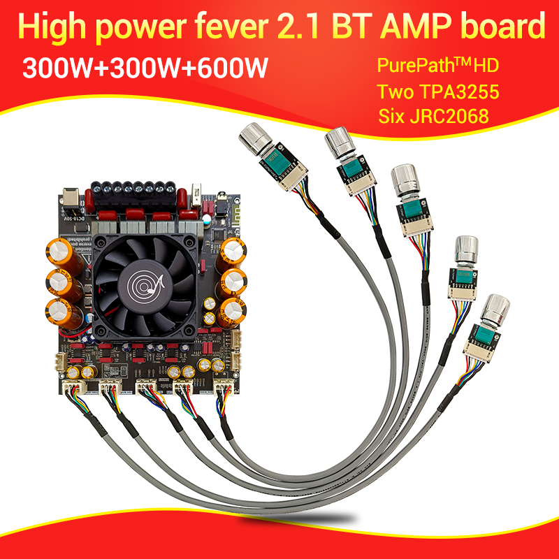 ZK-AS21P TPA3255 * 2 2.1 チャンネル Bluetooth パワーアンプボード 300 ワット 300 ワット 600 ワットハイパワー低ノイズオーディオパワーアンプモジュール