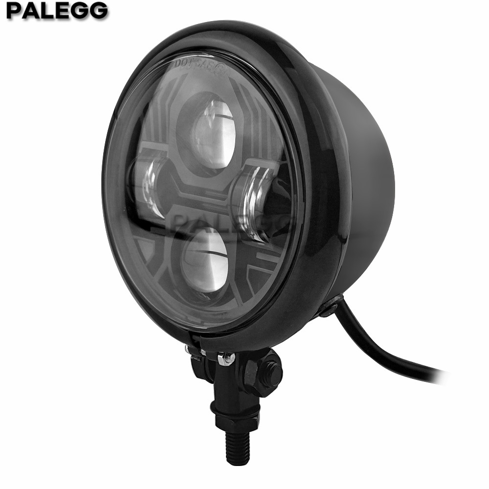 LED オートバイカスタムヴィンテージ 4.5 "LED ヘッドライトスポットランプ照明 Hi/Lo ビームレトロハーレーソフテイルチョッパーボバー