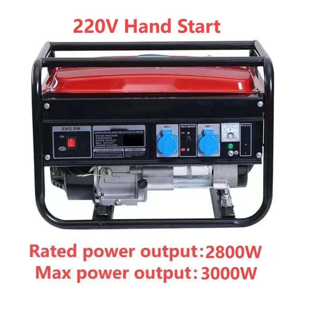 220V 3KW 家庭用手動発電機小型ポータブル屋外キャンプ発電機パネルデュアル電源タイヤなし