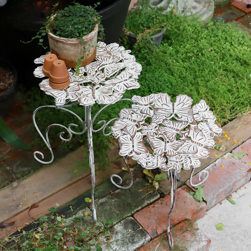 屋外鋳鉄植物スタンドフロアタイプガーデンフラワーホルダーパティオ多肉植物の緑の植物ディスプレイラックバルコニーの装飾鉢植え用