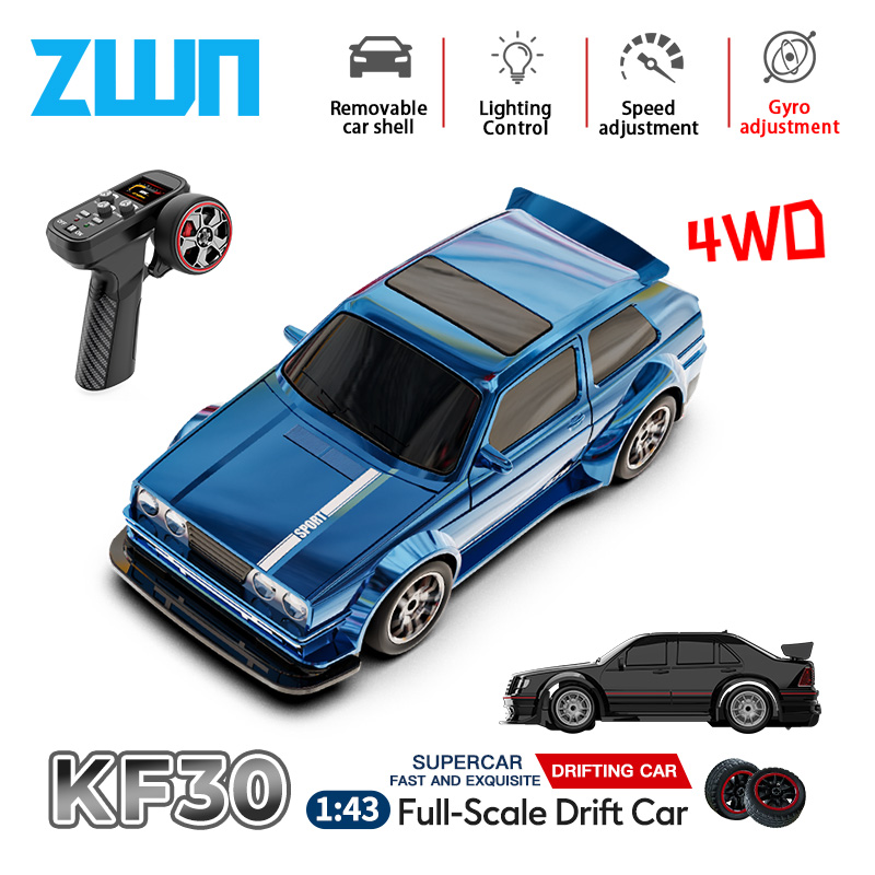 ZWN KF30 1:43 4WD ドリフトレーシング RC カージャイロスコープ速度本物の照明と減衰高速リモートコントロールカー子供のおもちゃのため