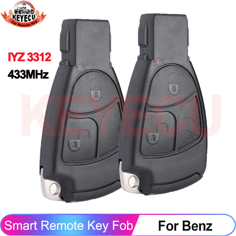 KEYECU FCC ID: IYZ 3312 スマートカーリモートキー NEC チップ 433MHz メルセデスベンツ W169 W202 W203 W208 W210 W245 2/3 ボタン Fob