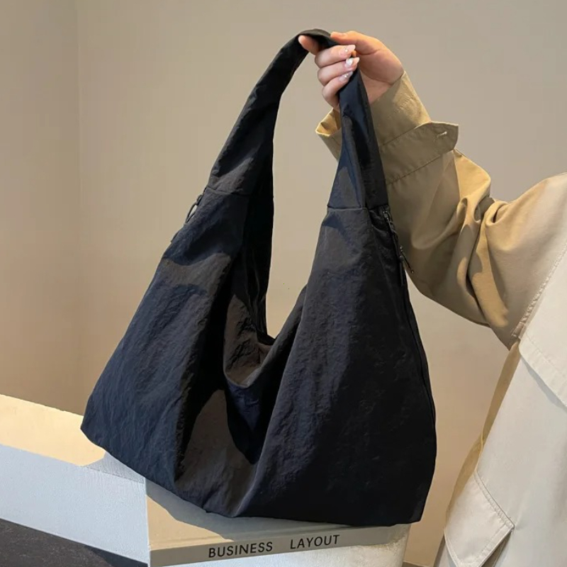 女性のシンプルなショルダーバッグマルチポケット通勤トートバッグ大容量ナイロン脇の下バッグ多用途ショッピングハンドバッグトートバッグ