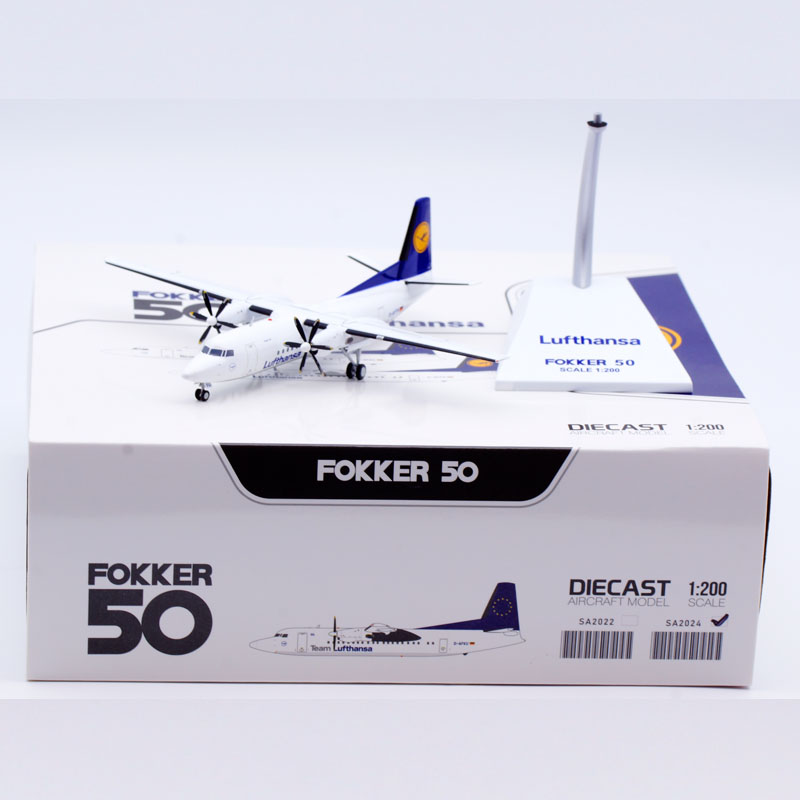 SA2024 合金グッズ飛行機ギフト JC ウィング 1:200 ルフトハンザ航空フォッカー 50 ダイキャスト航空機モデル D-AFFH スタンド付き
