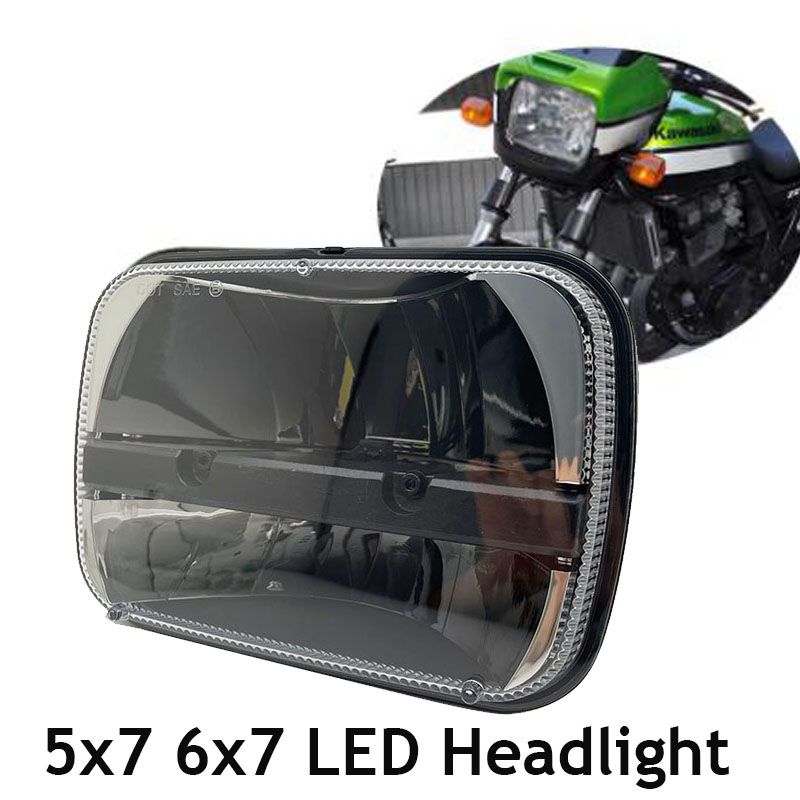 5X7 インチ長方形シールドビーム LED ヘッドライトホワイト DRL アンバーターンシングルライト Kawasaki ZRX 1100 と 1200