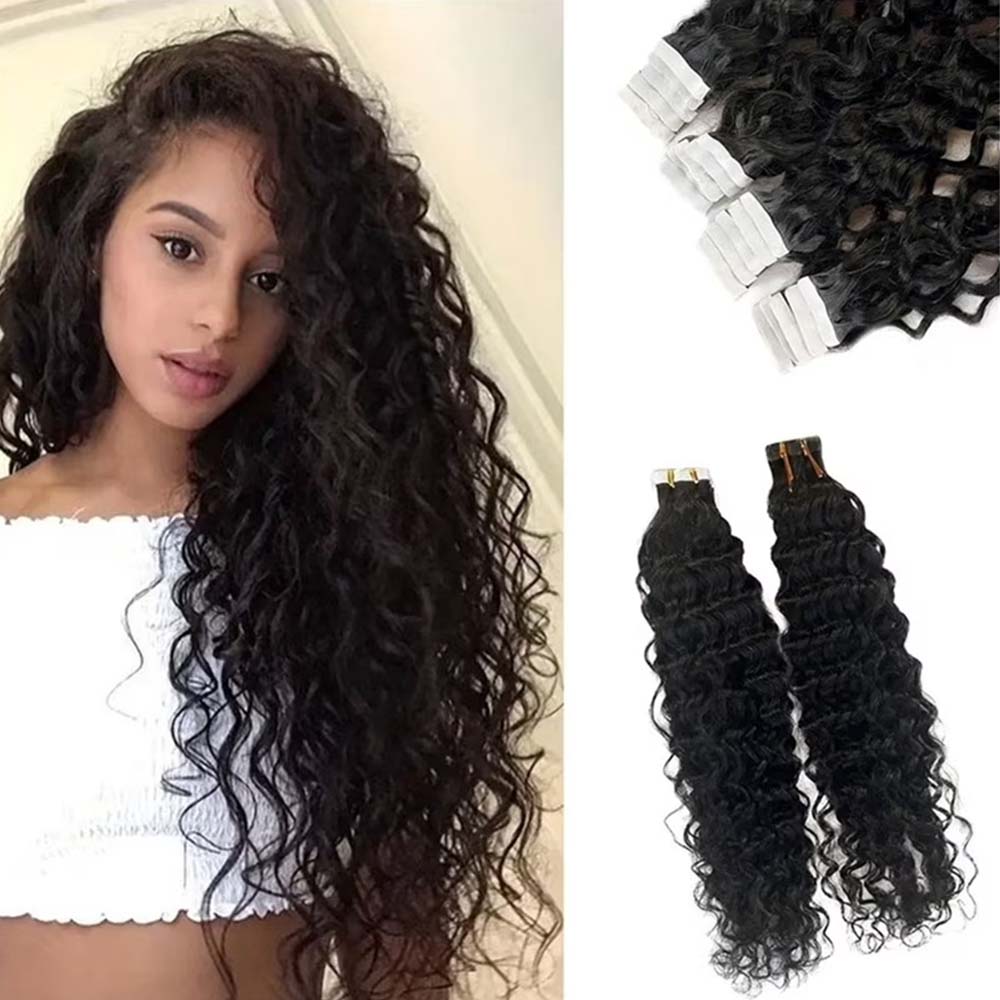 ヘアエクステンションのディープ ウェーブ テープ