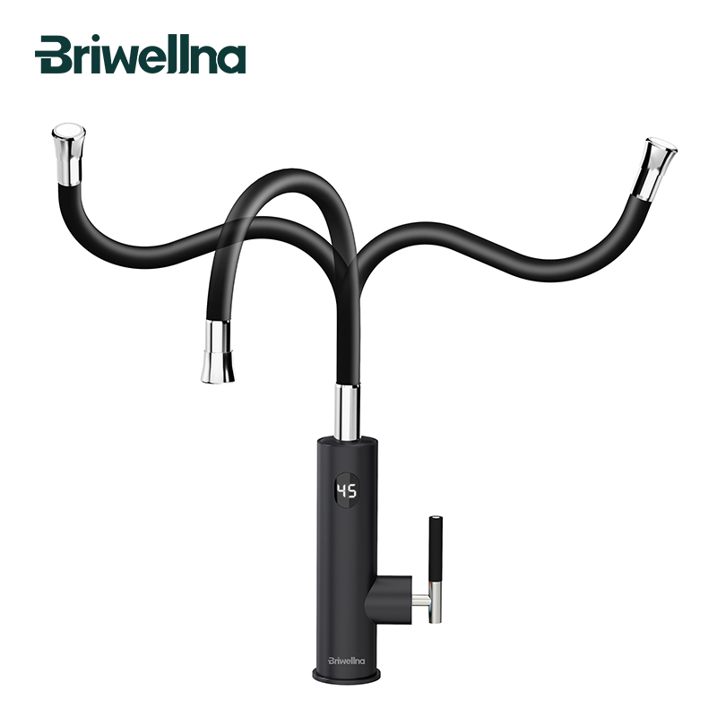 Briwellna 電気蛇口ユニバーサルスパウト給湯器 220V キッチン加熱タップインスタント給湯器ステンレス鋼の蛇口