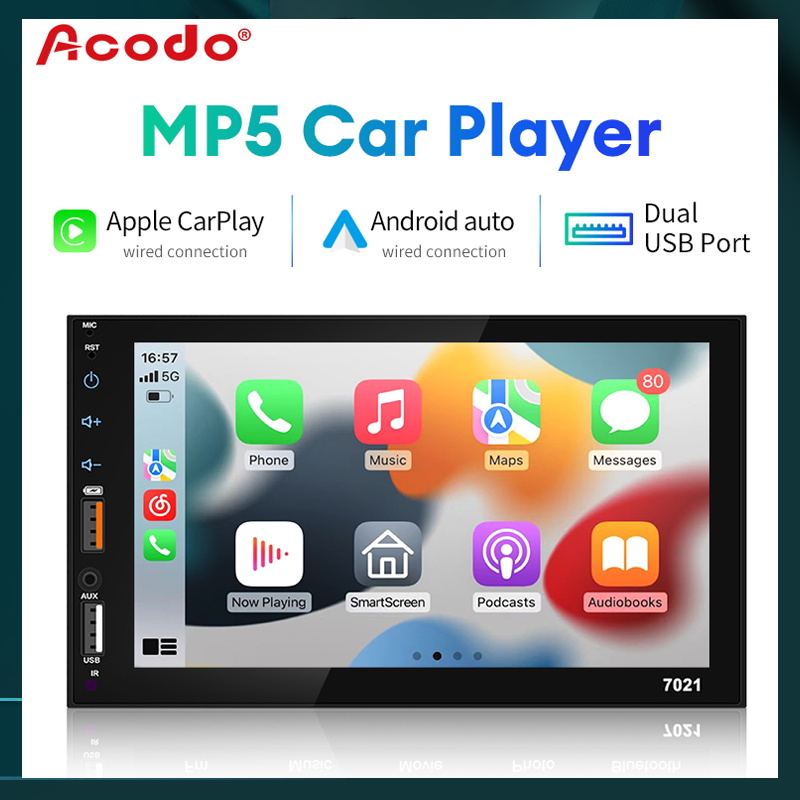 Acodo 7 インチ Carplay Android 自動プレーヤーデュアル USB 容量性スクリーンタッチ HD 車 MP5 プレーヤー USB FM Bluetooth TF カードタッチスクリーン